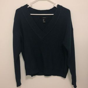 Comfy dark green/blue V neck sweater